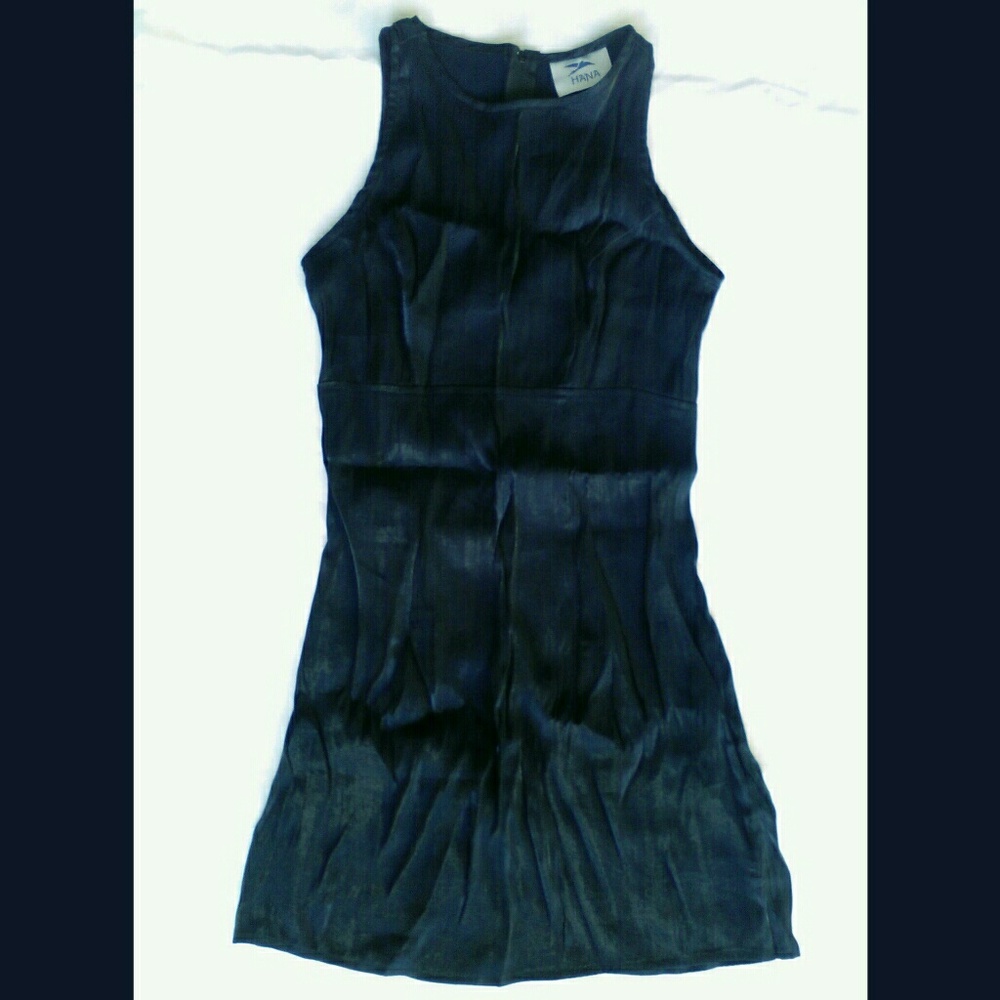 Metallic Navy Blue Sleeveless Jewel Pencil Dress Vintage Hana Shimmer Sundress S